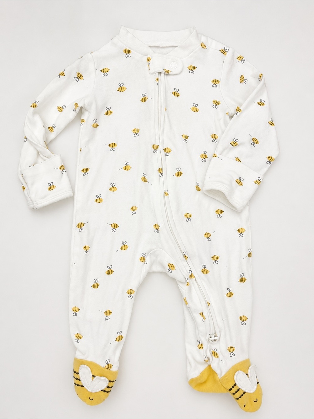 Carter’s - Double Zipper Sleeper W/ Bee Print & Footies (Cotton) - 3M